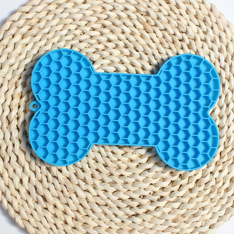 Bone-Shaped Silicone Lickmat for Pets - Slow Food Feeder Licking Pad