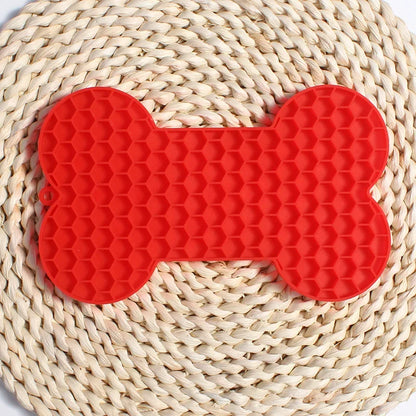 Bone-Shaped Silicone Lickmat for Pets - Slow Food Feeder Licking Pad