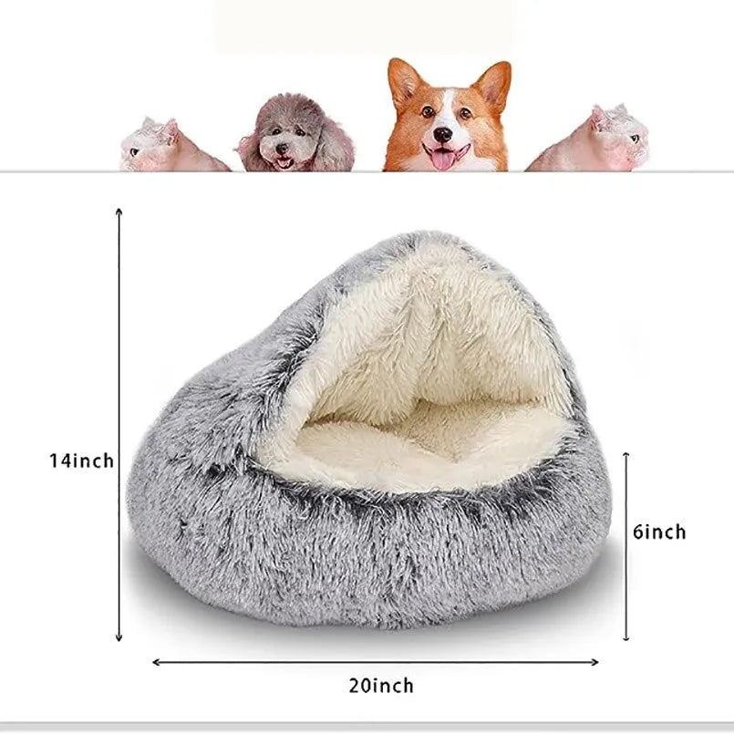 Soft Plush 2 in 1 Pet Bed with Cover Round