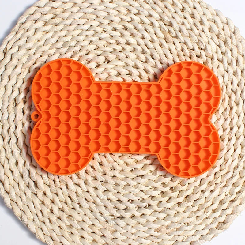 Bone-Shaped Silicone Lickmat for Pets - Slow Food Feeder Licking Pad