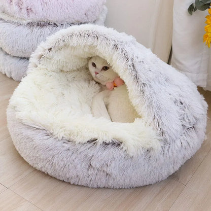 Soft Plush 2 in 1 Pet Bed with Cover Round