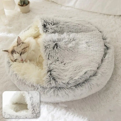 Soft Plush 2 in 1 Pet Bed with Cover Round