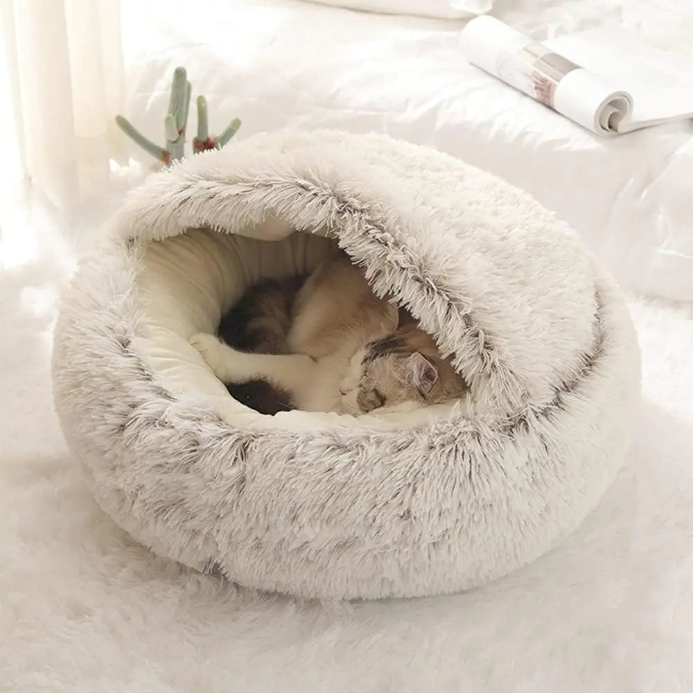 Soft Plush 2 in 1 Pet Bed with Cover Round