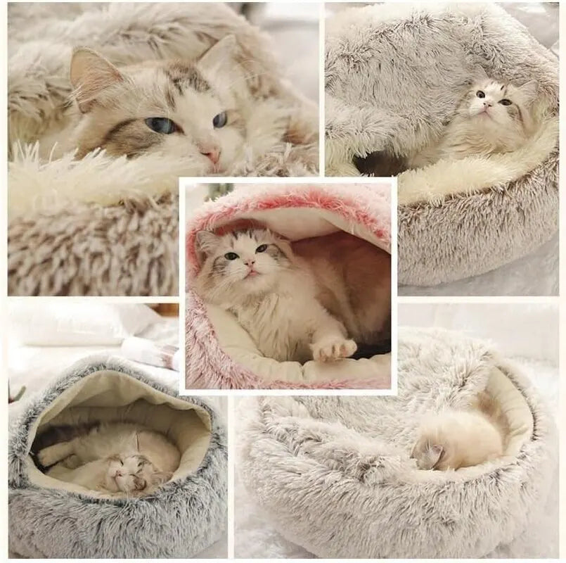 Soft Plush 2 in 1 Pet Bed with Cover Round